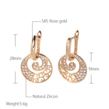 Load image into Gallery viewer, Ladies Round 585 Rose Gold Separable Hollow Spiral Cutout Crystal Clip Earrings
