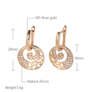 Ladies Round 585 Rose Gold Separable Hollow Spiral Cutout Crystal Clip Earrings