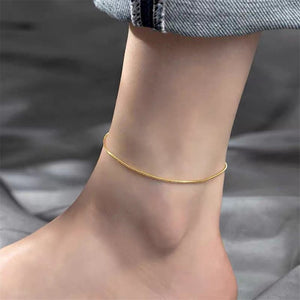 Ladies Gold Plated Stainless Steel Round Snake Bone Anklet