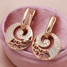 Load image into Gallery viewer, Ladies Round 585 Rose Gold Separable Hollow Spiral Cutout Crystal Clip Earrings
