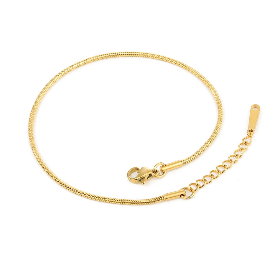 Ladies Gold Plated Stainless Steel Round Snake Bone Anklet