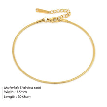 Load image into Gallery viewer, Ladies Gold Plated Stainless Steel Round Snake Bone Anklet

