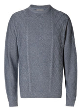 Load image into Gallery viewer, Grey Pure Cotton Cable Knit Crew Neck Long Sleeve Jumpers
