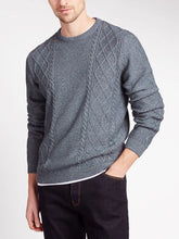 Load image into Gallery viewer, Grey Pure Cotton Cable Knit Crew Neck Long Sleeve Jumpers
