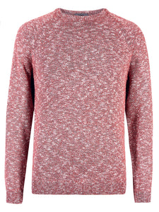Mens Rose Marl Pure Cotton Textured Ribbed Crew Neck Long Sleeve Jumpers