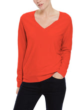 Load image into Gallery viewer, Ladies Orange Ribbed V-Neck Soft Knitted Button Cuff Jumpers
