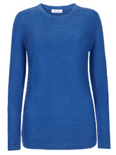 Load image into Gallery viewer, Ladies Blue Soft Knit Ripple Effect Round Neck Long Sleeve Jumper
