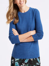 Load image into Gallery viewer, Ladies Blue Soft Knit Ripple Effect Round Neck Long Sleeve Jumper
