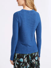 Load image into Gallery viewer, Ladies Blue Soft Knit Ripple Effect Round Neck Long Sleeve Jumper
