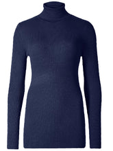 Load image into Gallery viewer, Ladies Navy Ribbed Roll Neck Jumper
