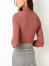 Load image into Gallery viewer, Ladies Terracotta Ribbed Roll Neck Jumper
