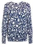 Ladies Navy Floral & Animal Print Soft Knit Long Sleeve Jumper