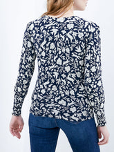 Load image into Gallery viewer, Ladies Navy Floral &amp; Animal Print Soft Knit Long Sleeve Jumper
