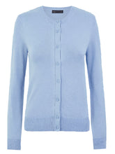 Load image into Gallery viewer, Ladies Blue Soft Knit Crew Neck Button Down Cardigan
