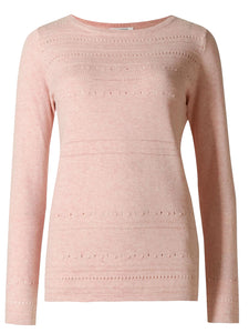 Ladies Blush-Pink Open Knit Cotton Plus Size Jumpers