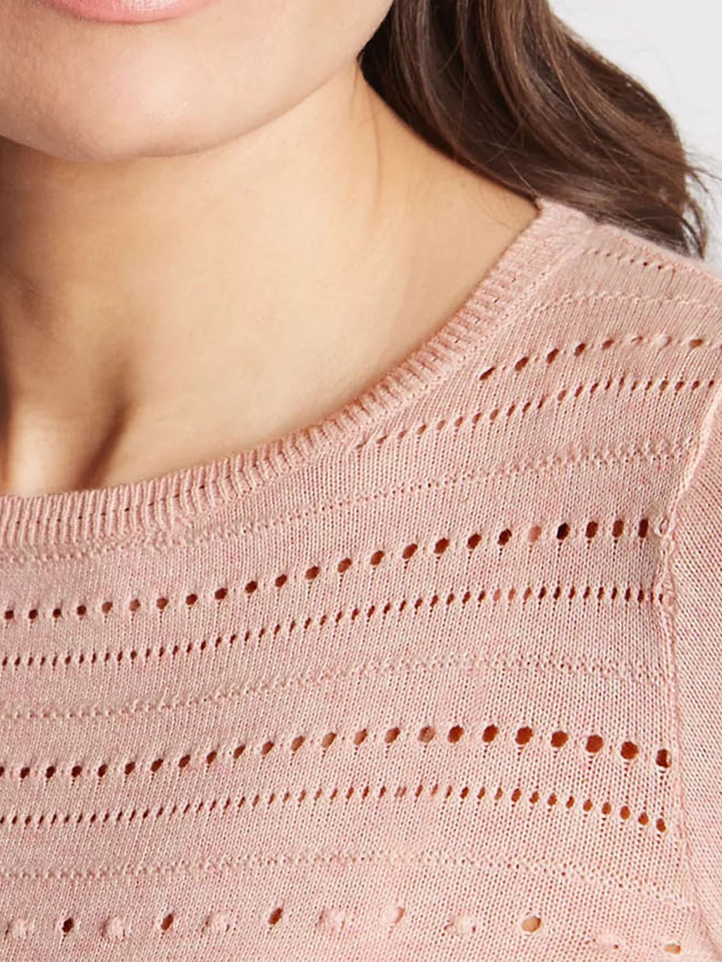 Ladies Blush-Pink Open Knit Cotton Plus Size Jumpers