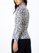 Load image into Gallery viewer, Ladies Cream Multi Floral Cotton Rich Long Sleeve Polo Neck Tops
