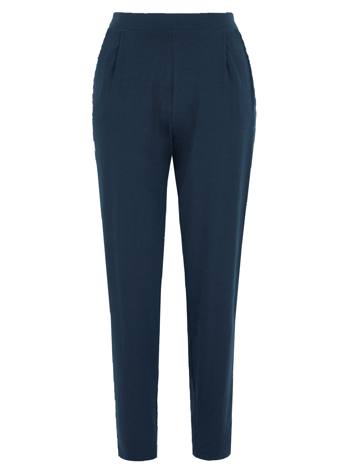 Navy Jersey Tapered Ankle Grazer Trousers