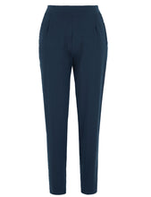 Load image into Gallery viewer, Navy Jersey Tapered Ankle Grazer Trousers
