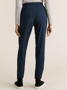 Navy Jersey Tapered Ankle Grazer Trousers