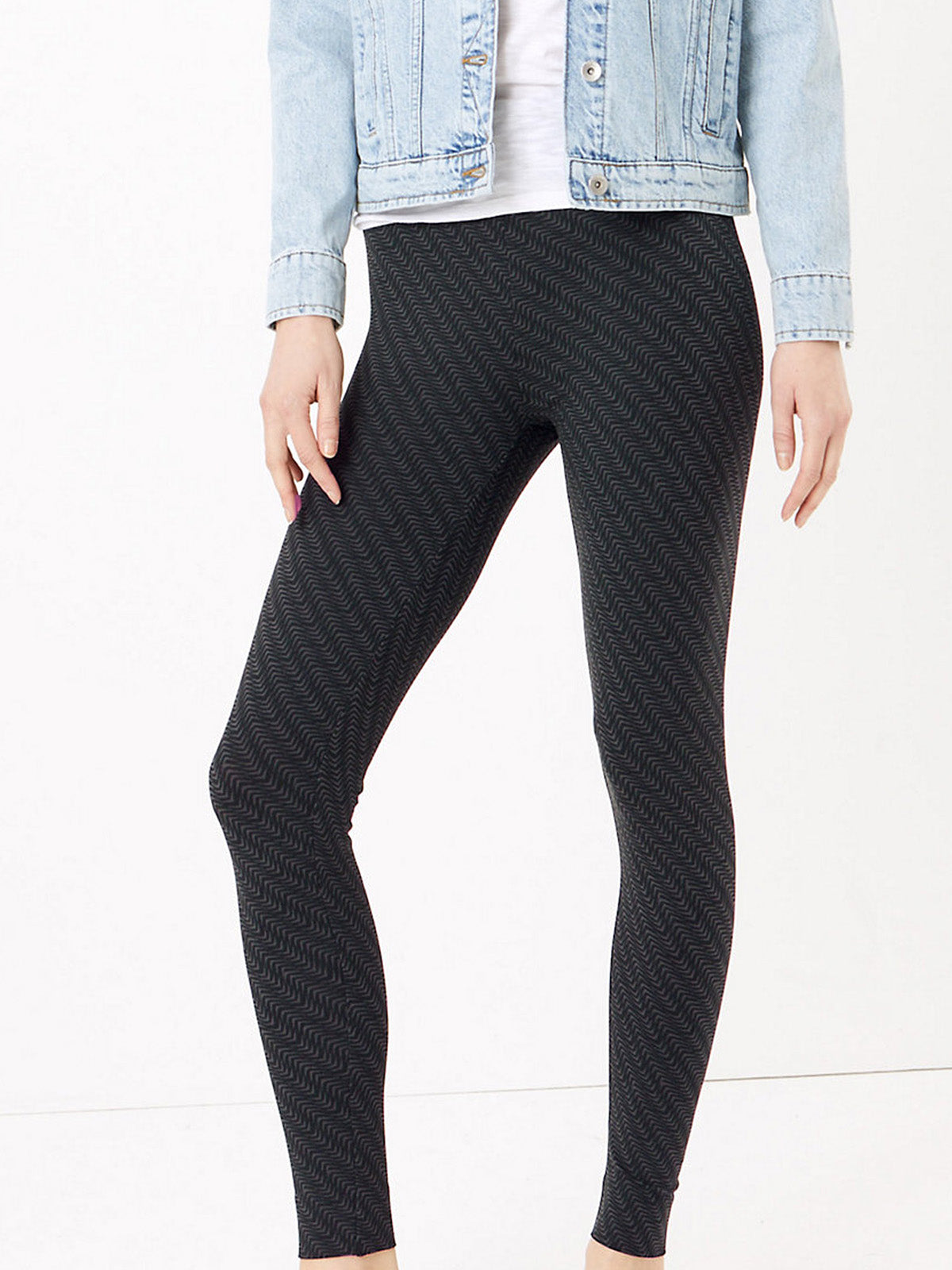 Black Zig-Zag High Waisted Stretchy Leggings