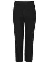 Load image into Gallery viewer, Ladies Black Mid Rise Snap Buttoned Side Straight Leg Plus Size Trousers
