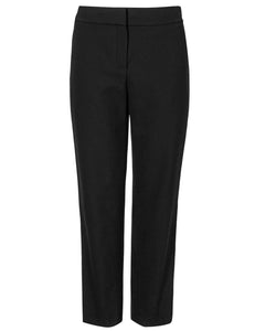 Ladies Black Mid Rise Snap Buttoned Side Straight Leg Plus Size Trousers