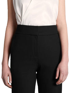 Ladies Black Mid Rise Snap Buttoned Side Straight Leg Plus Size Trousers