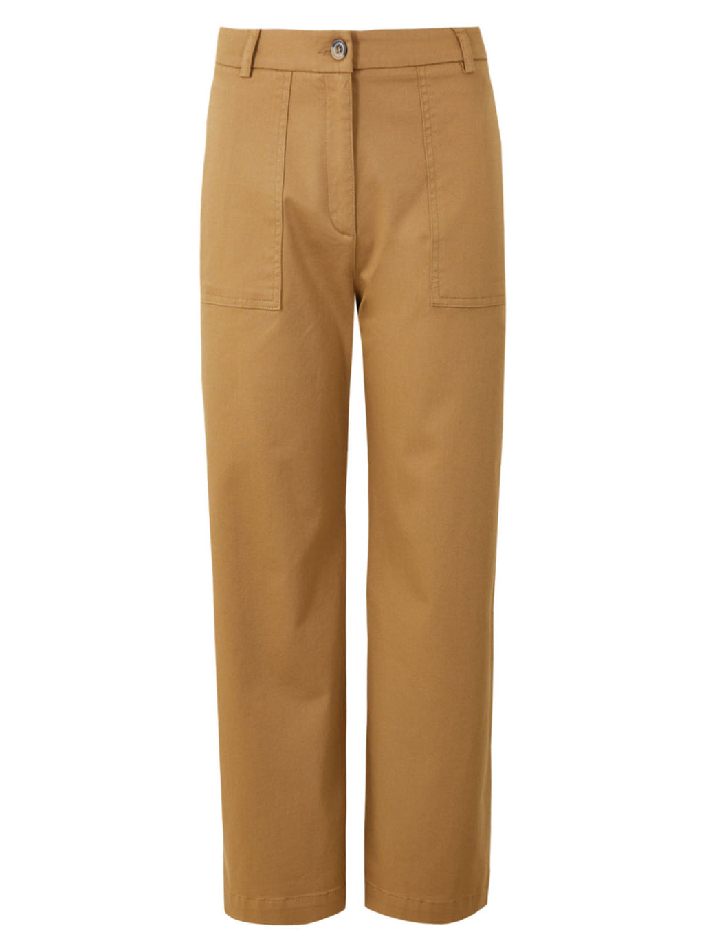 Ladies Camel Cotton Rich Wide Leg Utility Style Trousers