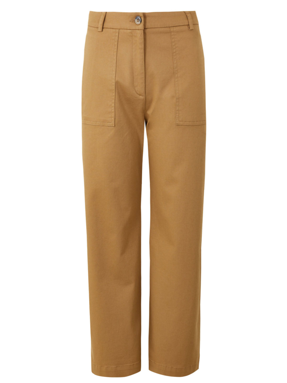 Ladies Camel Cotton Rich Wide Leg Utility Style Trousers