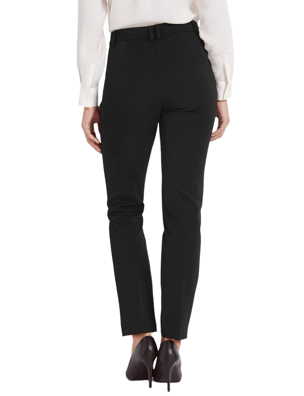 Ladies Black Flattering Zipped Pocket Slim Plus Size Trousers