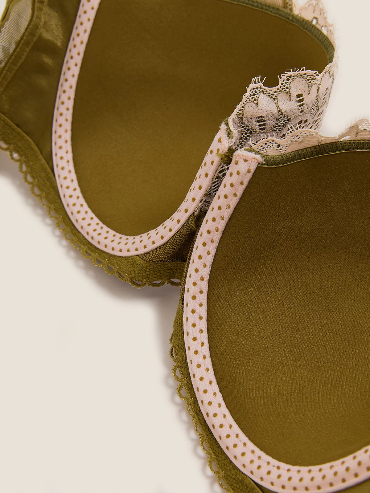 Green Satin & Lace Underwired Padded Balcony Bra