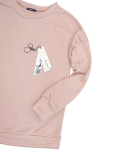 Ladies Dusty Pink Plain Crew Neck Long Sleeve Sweatshirt