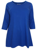 Ladies Cotton Knit Scoop Neck 3/4 Sleeve Plus Size Tops