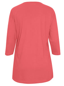 Ladies Cotton Knit Scoop Neck 3/4 Sleeve Plus Size Tops