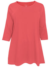 Load image into Gallery viewer, Ladies Cotton Knit Scoop Neck 3/4 Sleeve Plus Size Tops
