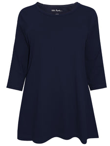 Ladies Cotton Knit Scoop Neck 3/4 Sleeve Plus Size Tops