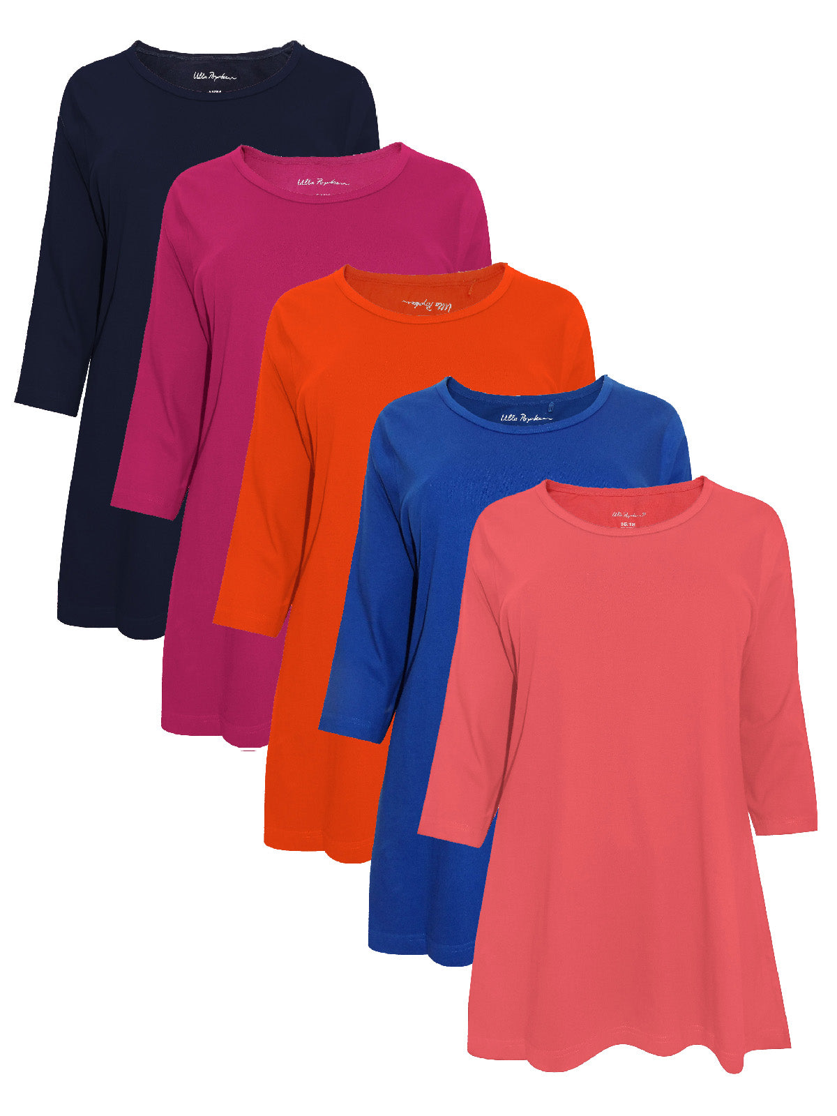 Ladies Cotton Knit Scoop Neck 3/4 Sleeve Plus Size Tops