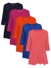 Load image into Gallery viewer, Ladies Cotton Knit Scoop Neck 3/4 Sleeve Plus Size Tops
