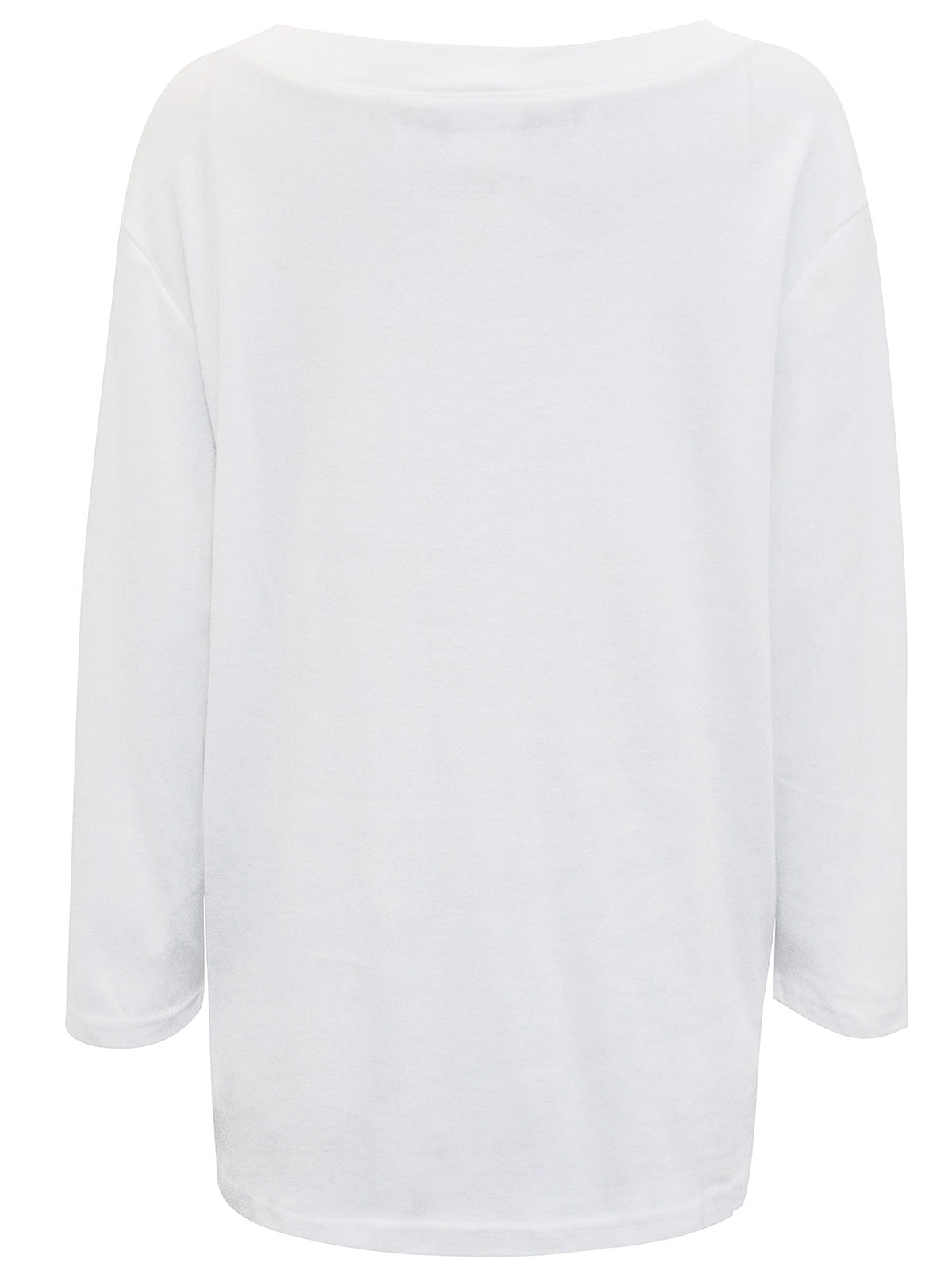 Ladies White Pure Cotton V-Neck Long Sleeve Plus Size Tunic Tops