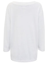 Load image into Gallery viewer, Ladies White Pure Cotton V-Neck Long Sleeve Plus Size Tunic Tops
