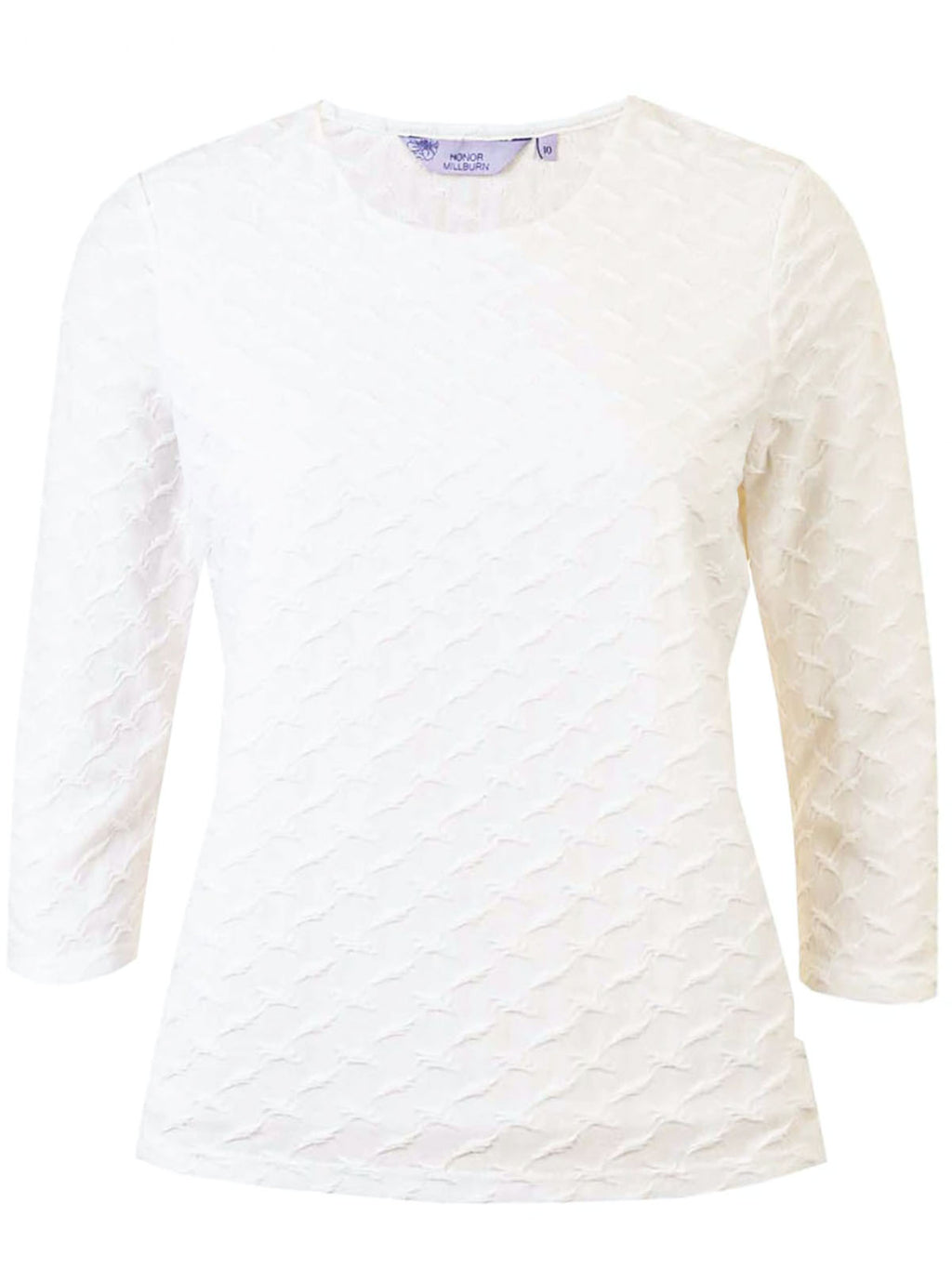 Round Neck Jacquard 3/4 Sleeve Stretchy Tunic Top