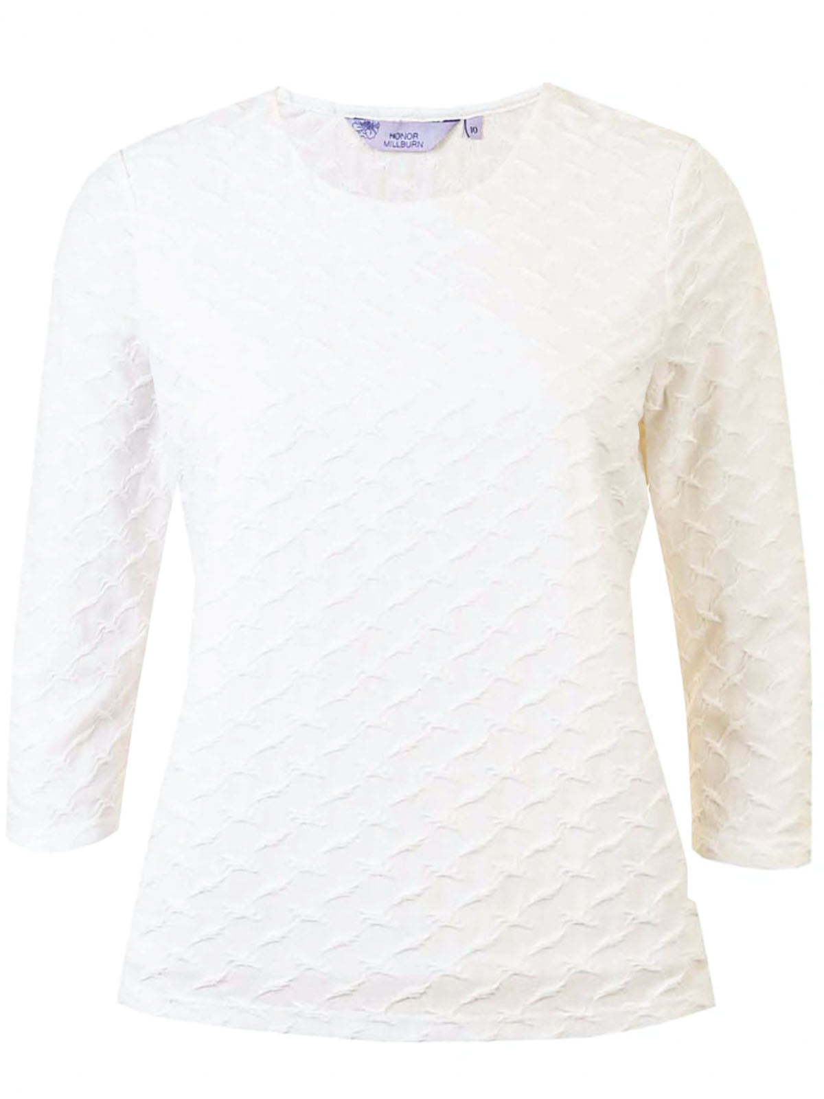 Round Neck Jacquard 3/4 Sleeve Stretchy Tunic Top