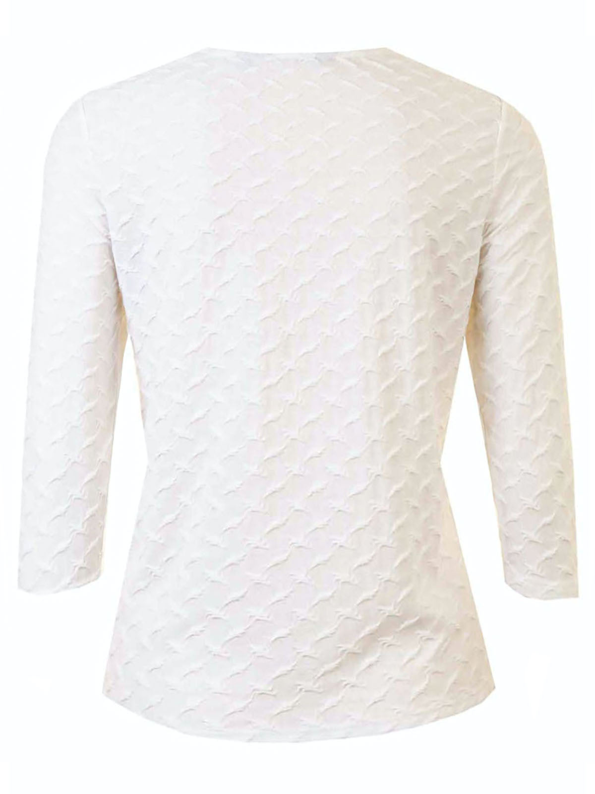 Round Neck Jacquard 3/4 Sleeve Stretchy Tunic Top
