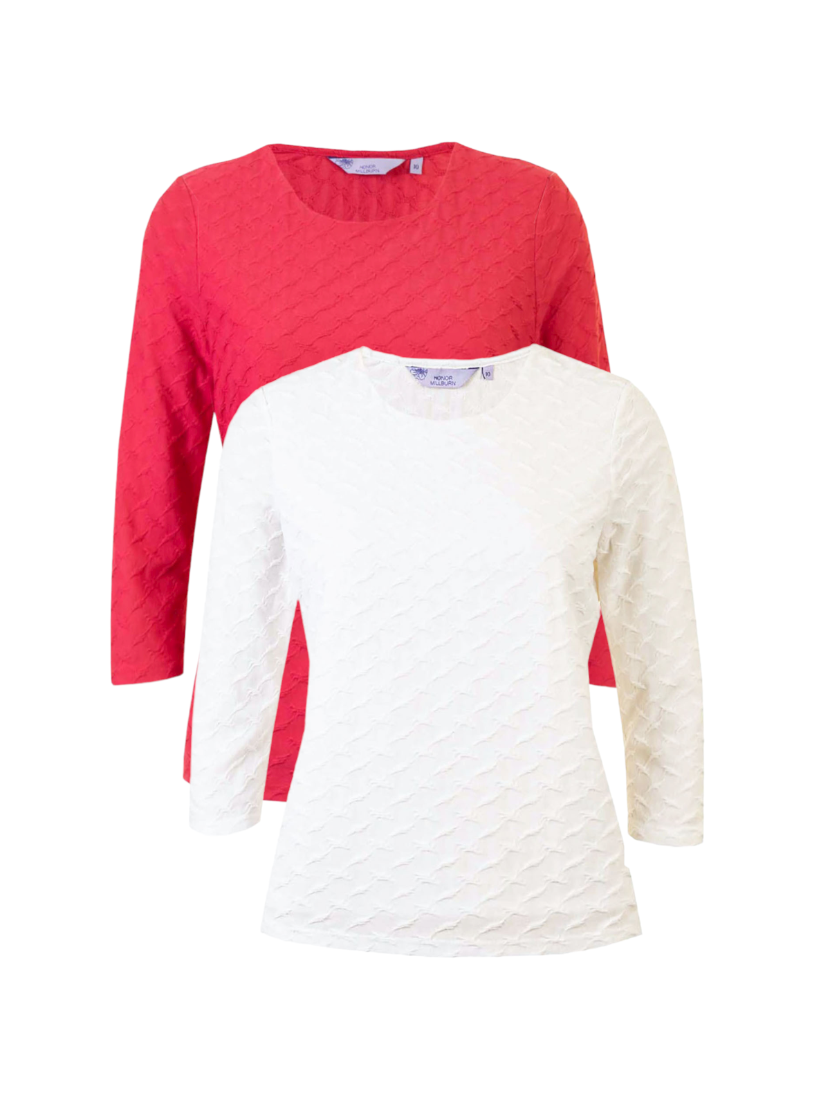 Round Neck Jacquard 3/4 Sleeve Stretchy Tunic Top