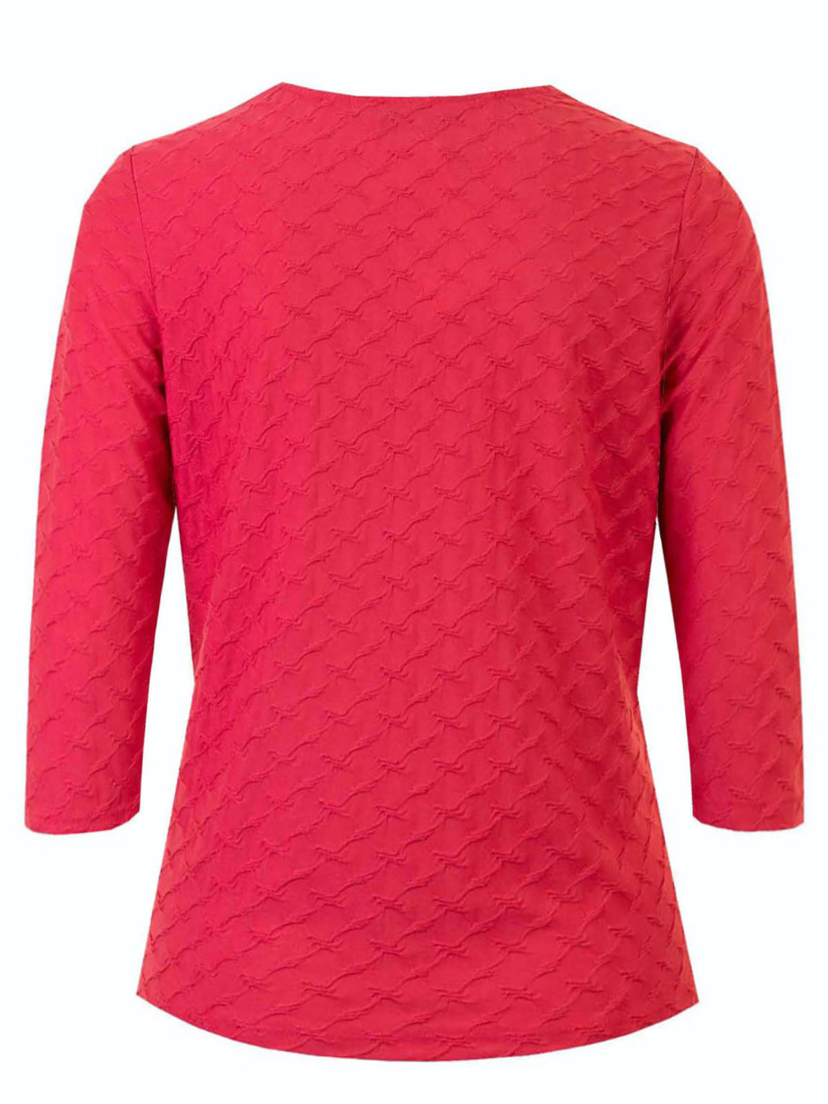 Round Neck Jacquard 3/4 Sleeve Stretchy Tunic Top