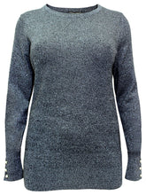 Load image into Gallery viewer, Ladies Grey Pewter Buttoned Sleeve Plus Size Jumpers
