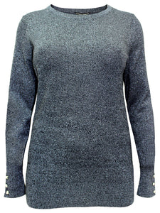 Ladies Grey Pewter Buttoned Sleeve Plus Size Jumpers