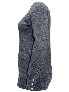 Ladies Grey Pewter Buttoned Sleeve Plus Size Jumpers