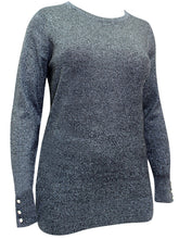 Load image into Gallery viewer, Ladies Grey Pewter Buttoned Sleeve Plus Size Jumpers
